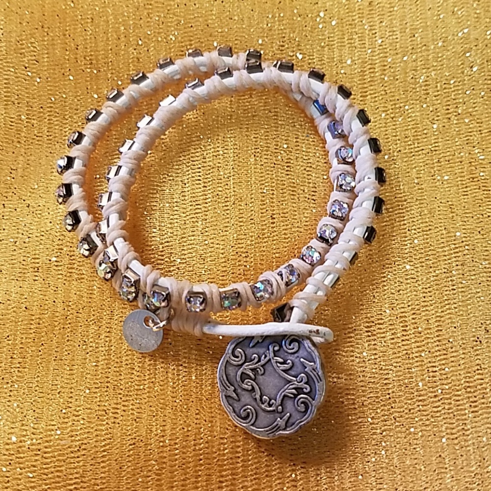 Leather Wrap Rhinestone Bracelet